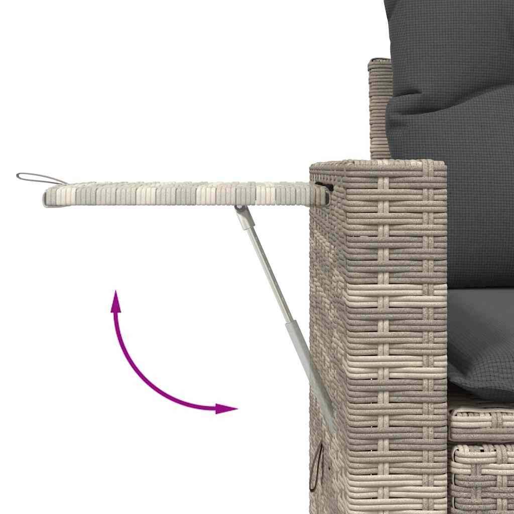 8-delige Loungeset met kussens poly rattan lichtgrijs