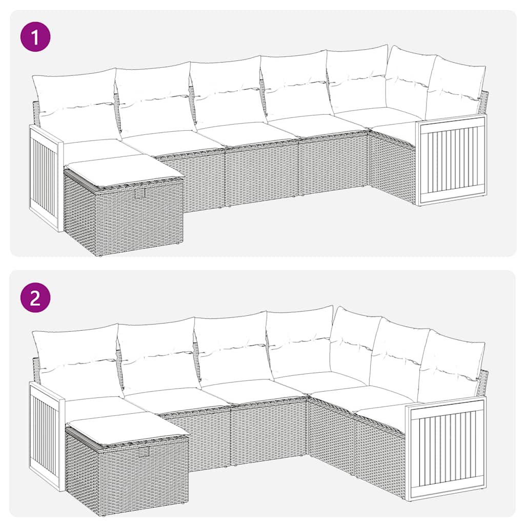 7-delige Loungeset met kussens poly rattan zwart is nu te koop bij PeponiXL, paradijselijk wonen!