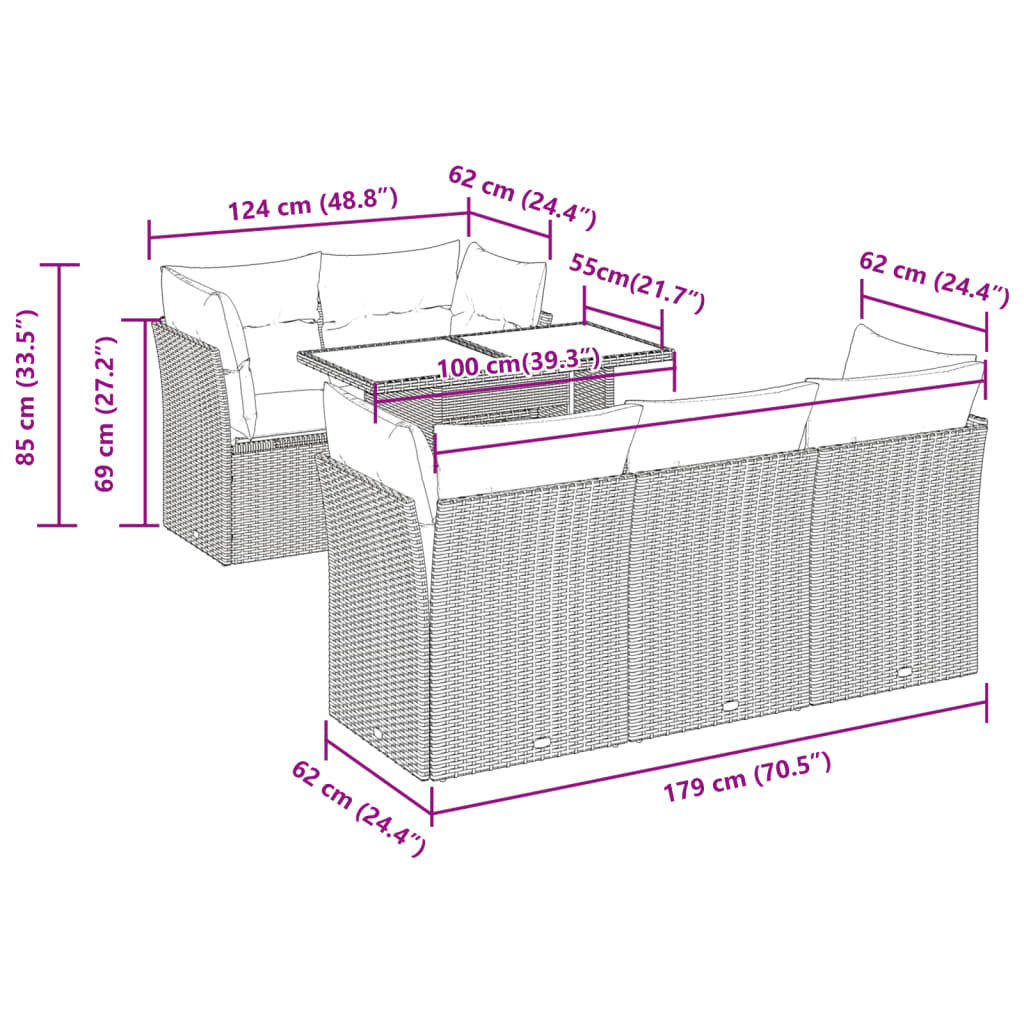 6-delige Loungeset met kussens poly rattan zwart is nu te koop bij PeponiXL, paradijselijk wonen!