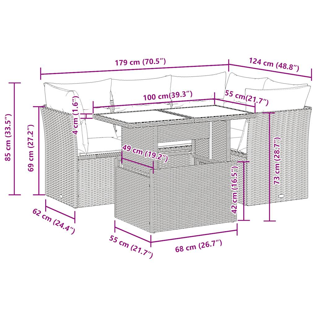 5-delige Loungeset met kussens poly rattan zwart is nu te koop bij PeponiXL, paradijselijk wonen!