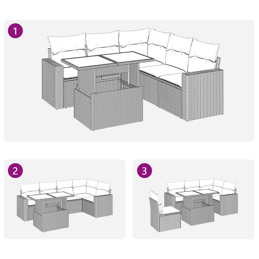 6-delige Loungeset met kussens poly rattan bruin is nu te koop bij PeponiXL, paradijselijk wonen!