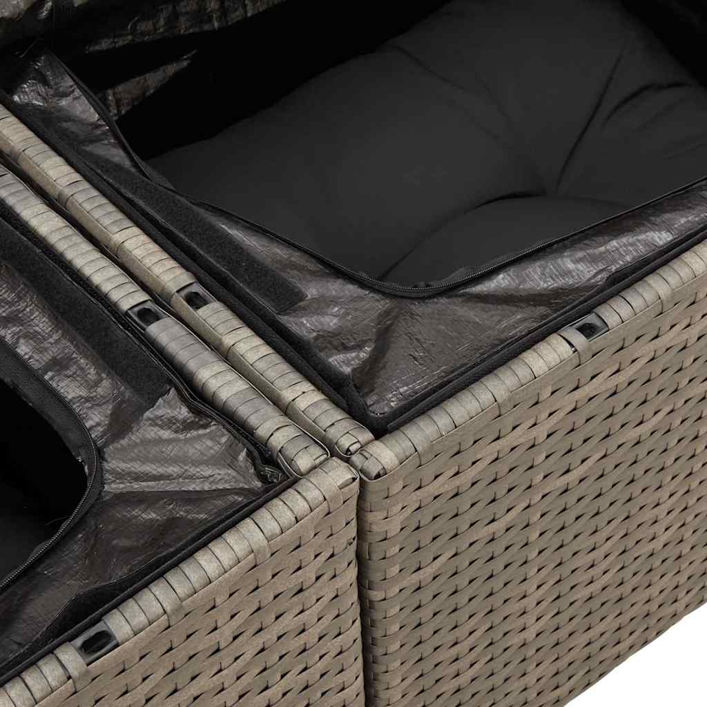 7-delige Loungeset met kussens poly rattan grijs is nu te koop bij PeponiXL, paradijselijk wonen!