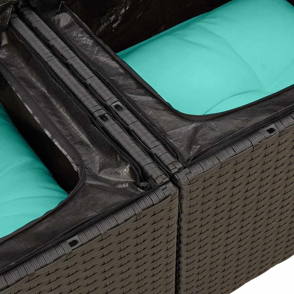 9-delige Loungeset met kussens poly rattan acacia zwart is nu te koop bij PeponiXL, paradijselijk wonen!