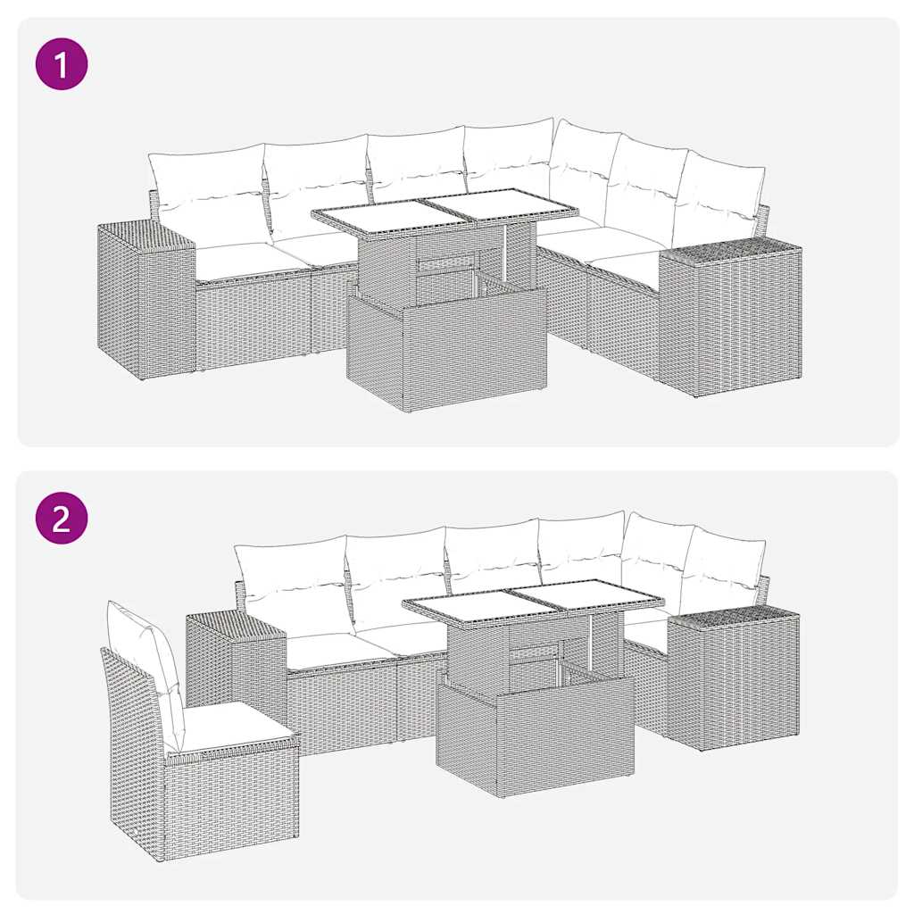 7-delige Loungeset met kussens poly rattan beige is nu te koop bij PeponiXL, paradijselijk wonen!