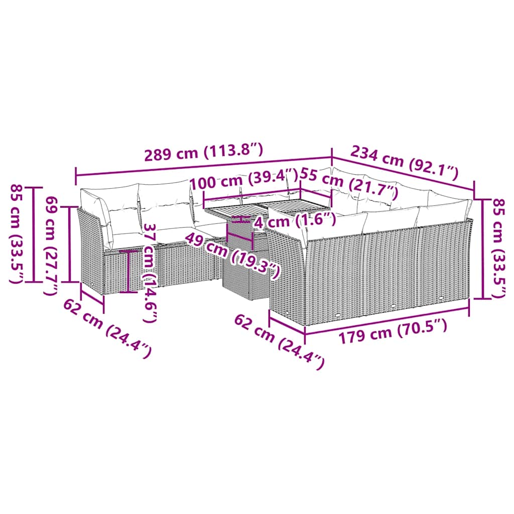 11-delige Tuinset met kussens poly rattan beige is nu te koop bij PeponiXL, paradijselijk wonen!