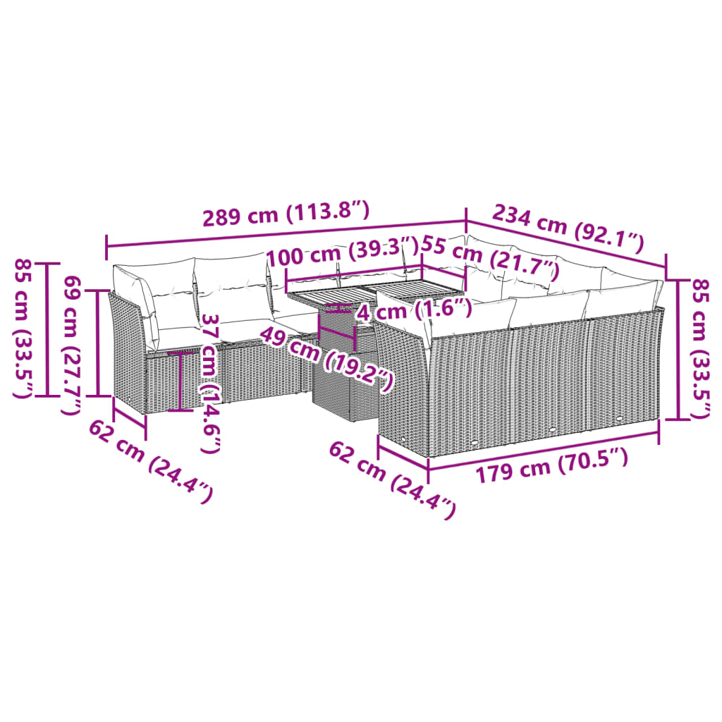 11-delige Tuinset met kussens poly rattan beige is nu te koop bij PeponiXL, paradijselijk wonen!