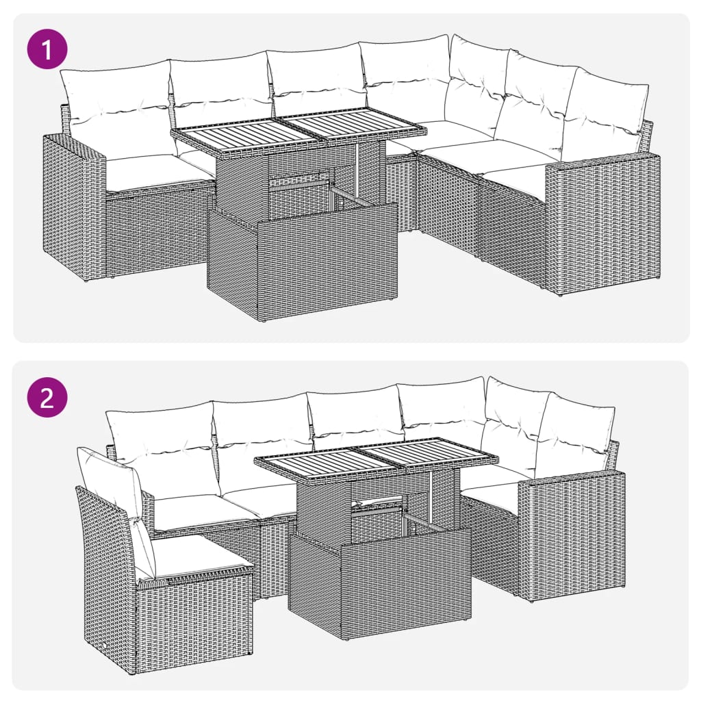 7-delige Loungeset met kussens poly rattan zwart is nu te koop bij PeponiXL, paradijselijk wonen!
