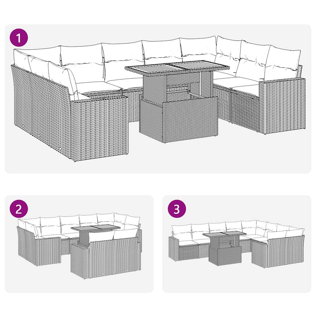 10-delige Loungeset met kussens poly rattan beige is nu te koop bij PeponiXL, paradijselijk wonen!