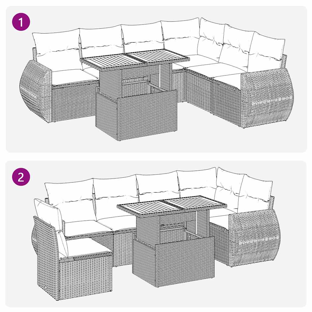7-delige Loungeset met kussens poly rattan beige is nu te koop bij PeponiXL, paradijselijk wonen!