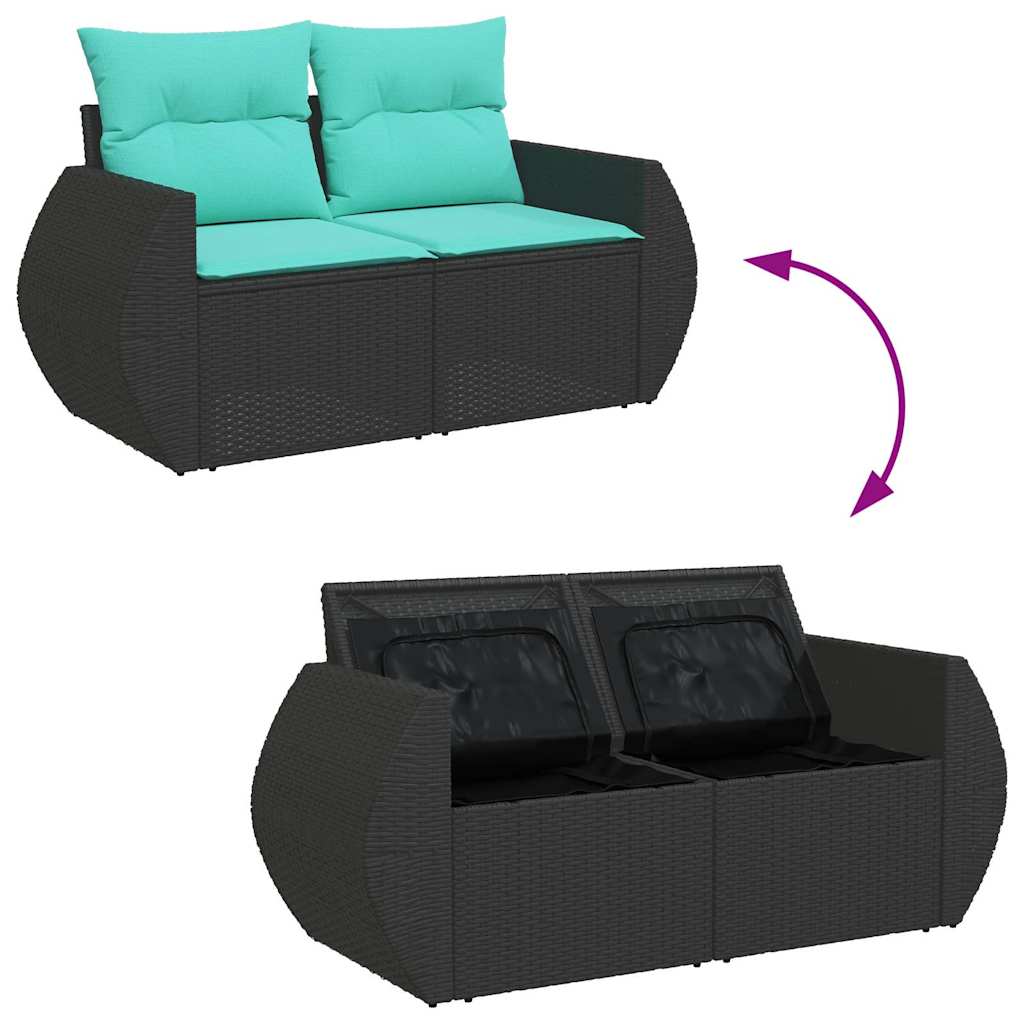 8-delige Loungeset met kussens poly rattan zwart is nu te koop bij PeponiXL, paradijselijk wonen!
