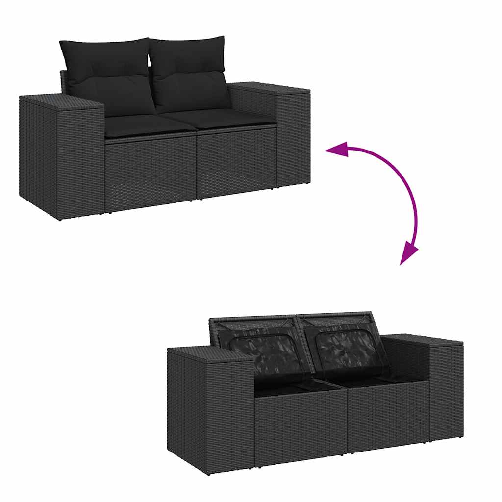 5-delige Loungeset met kussens poly rattan zwart is nu te koop bij PeponiXL, paradijselijk wonen!