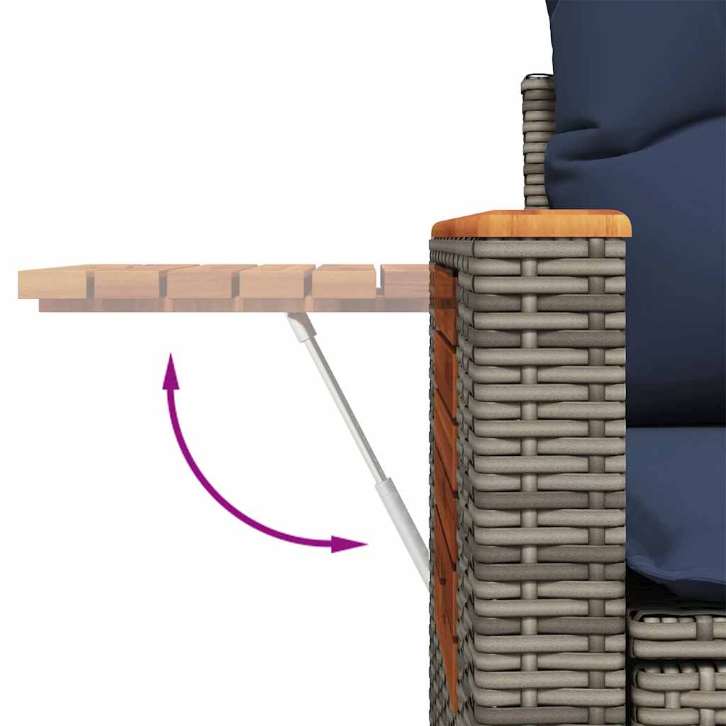 7-delige Loungeset met kussens poly rattan acacia grijs is nu te koop bij PeponiXL, paradijselijk wonen!