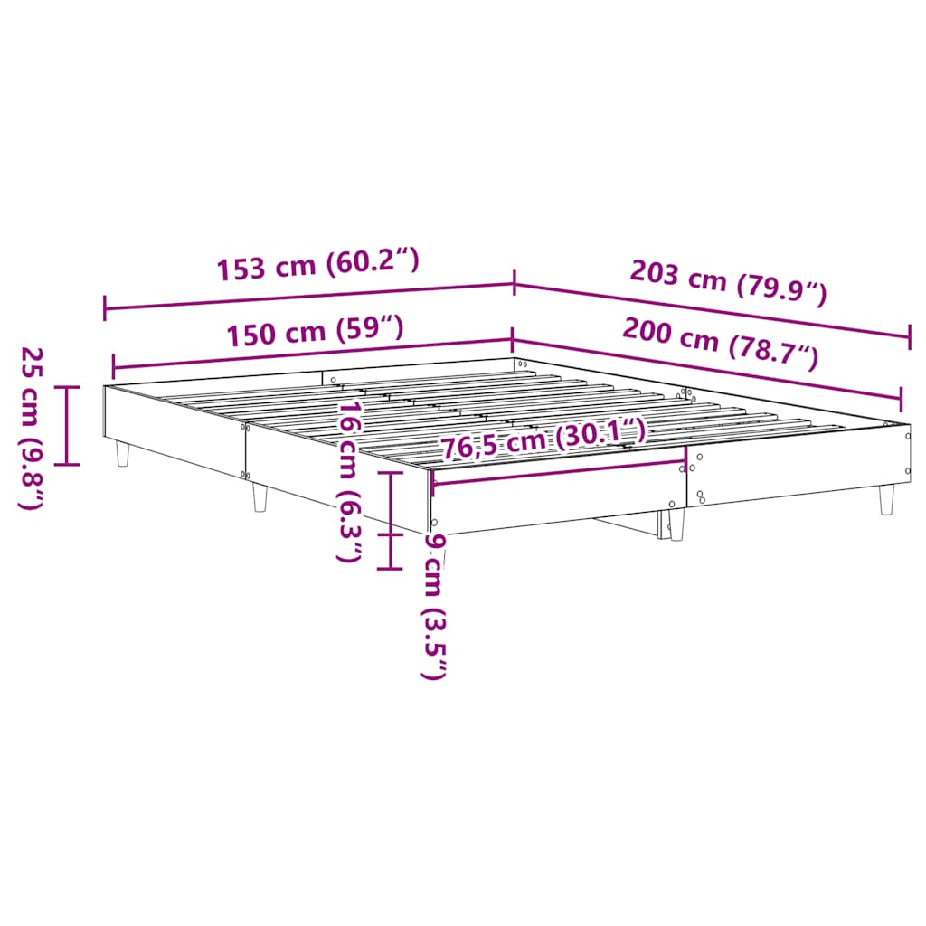 Bedframe zonder matras 150x200 cm spaanplaat zwart is nu te koop bij PeponiXL, paradijselijk wonen!