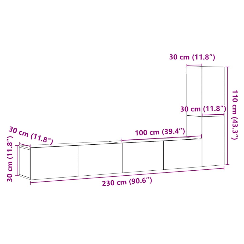 Tv-wandkasten 3 st bewerkt hout artisanaal eikenkleurig is nu te koop bij PeponiXL, paradijselijk wonen!
