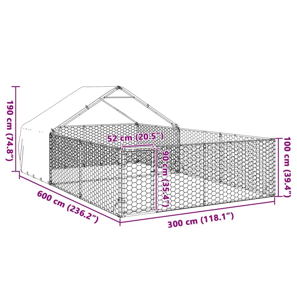 Hondenkennel met ren 6x3x1,9 m gegalvaniseerd staal is nu te koop bij PeponiXL, paradijselijk wonen!