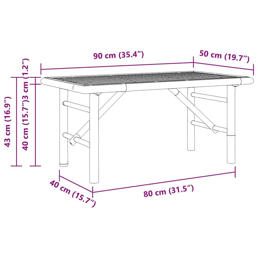 Salontafel Bruin 90 x 50 x 43 cm Bamboe is nu te koop bij PeponiXL, paradijselijk wonen!