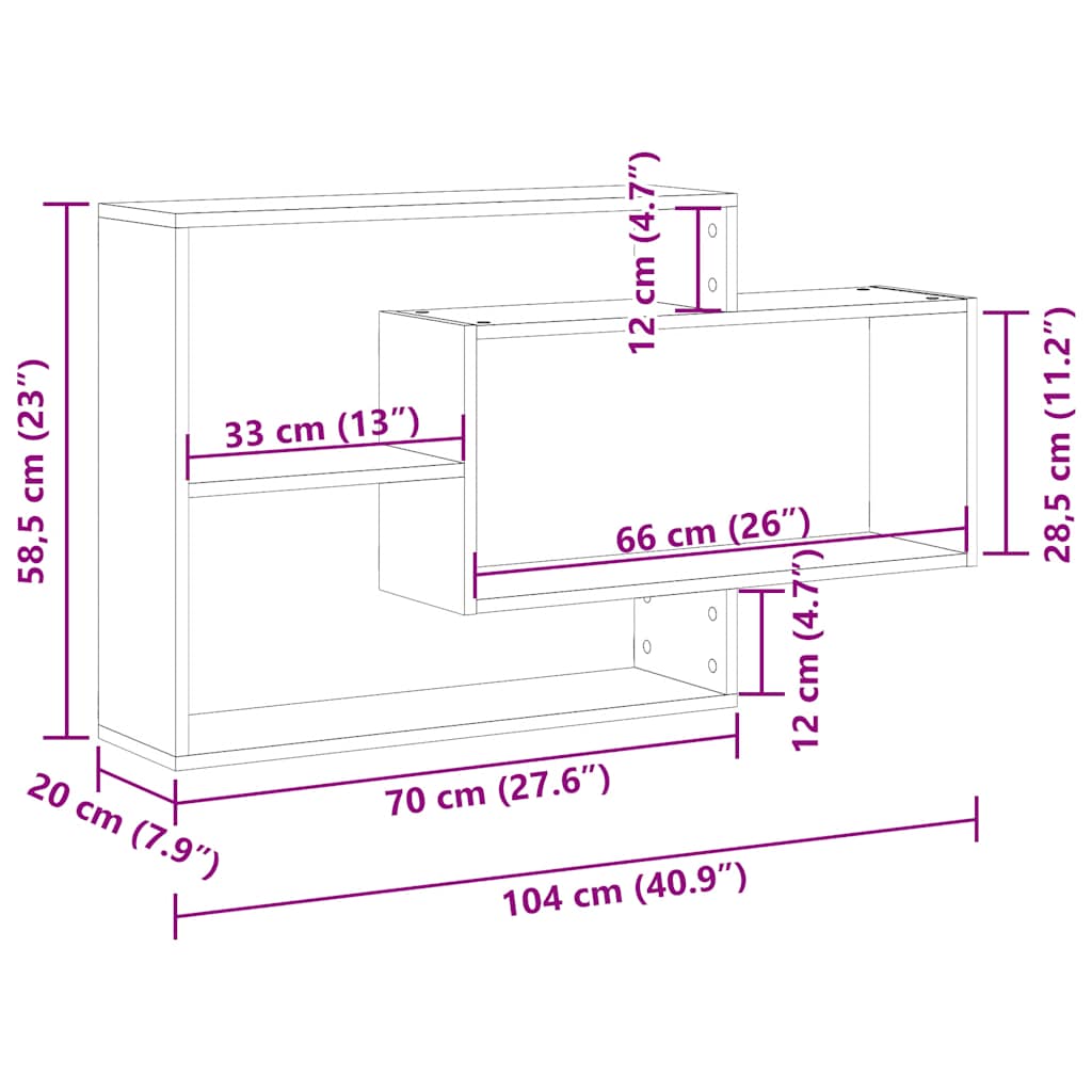 Wandplank Zwart Eiken 104x20x58,5 cm Bewerkt Hout is nu te koop bij PeponiXL, paradijselijk wonen!