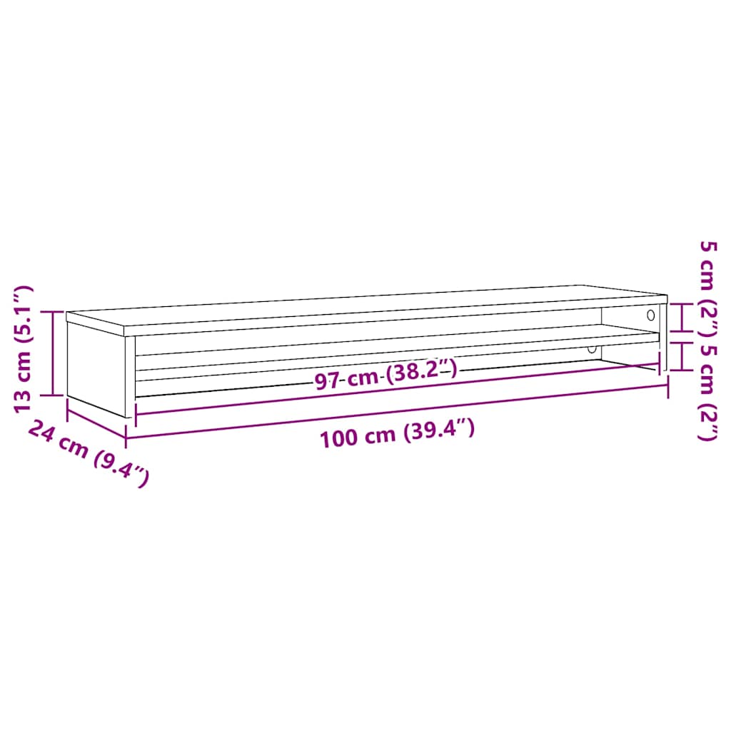 Monitorstandaard 100x24x13 cm zwart eikenhout is nu te koop bij PeponiXL, paradijselijk wonen!