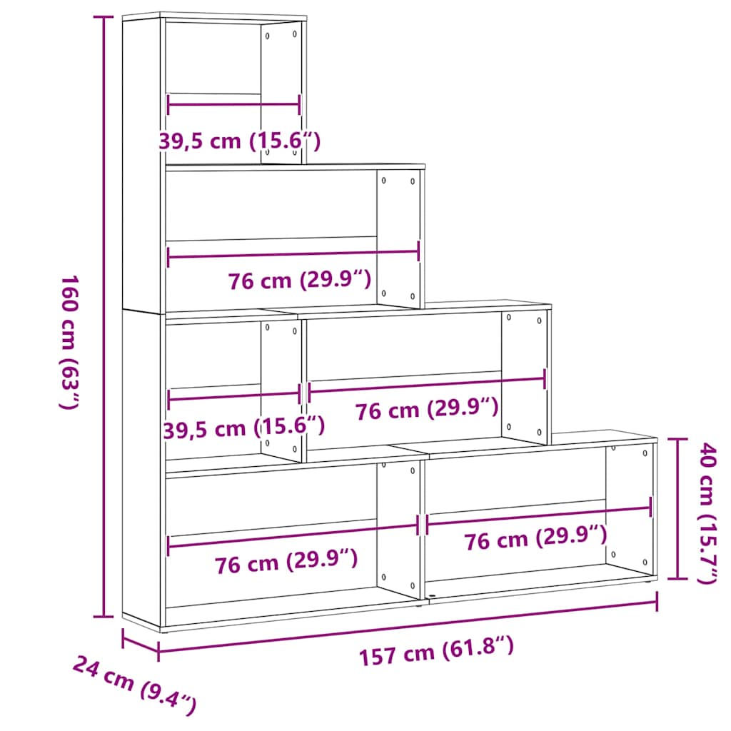 Boekenkast Zwart Eiken 155 x 24 x 160 cm Bewerkt hout is nu te koop bij PeponiXL, paradijselijk wonen!