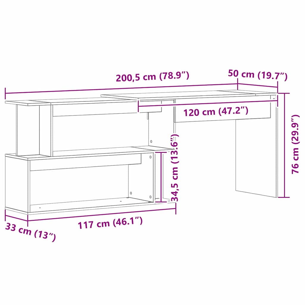 Bureau Zwart Eiken 200 x 50 x 76 cm Bewerkt hout is nu te koop bij PeponiXL, paradijselijk wonen!