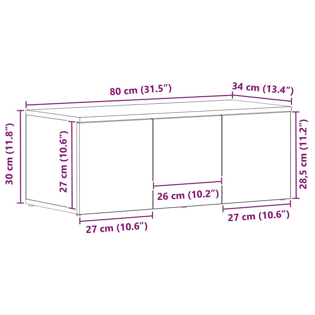 TV-kast met lade Zwart Eiken 80x34x30 cm Bewerkt hout is nu te koop bij PeponiXL, paradijselijk wonen!