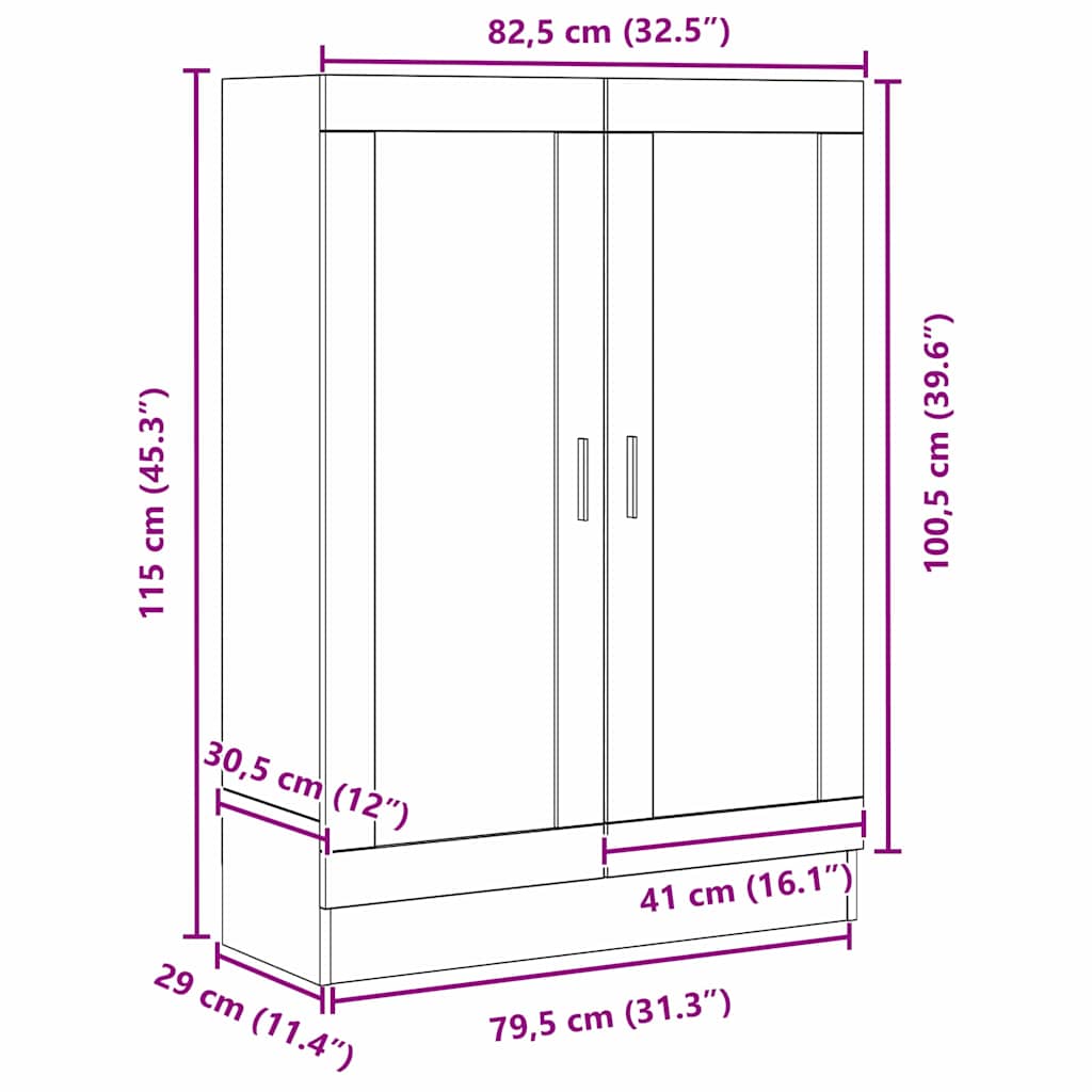 Boekenkast Zwart Eiken 82,5 x 30,5 x 115 cm Bewerkt hout is nu te koop bij PeponiXL, paradijselijk wonen!