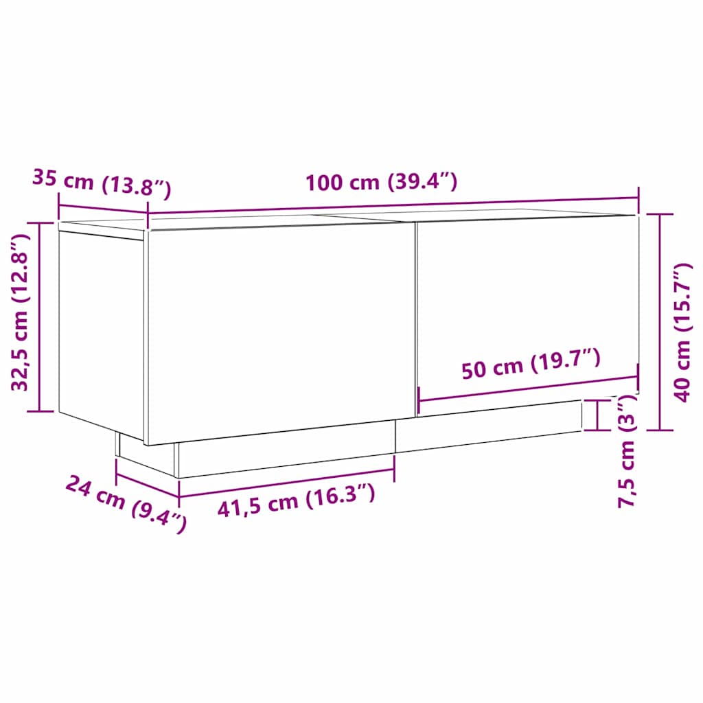 TV-kast Zwart Eiken 100 x 35 x 40 cm Bewerkt hout is nu te koop bij PeponiXL, paradijselijk wonen!