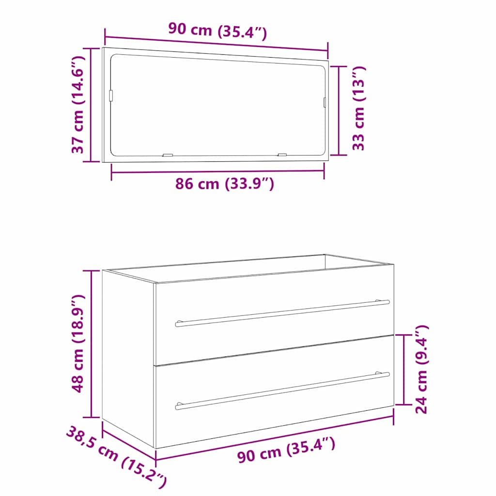 Wasbak Kast met lade Zwart Eiken 90 x 45 x 1.5 cm Bewerkt hout is nu te koop bij PeponiXL, paradijselijk wonen!
