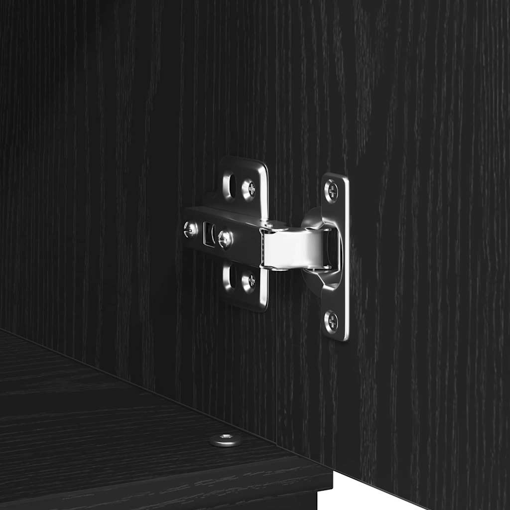 Dressoir Zwart Eiken 60 x 35 x 70 cm Bewerkt hout is nu te koop bij PeponiXL, paradijselijk wonen!