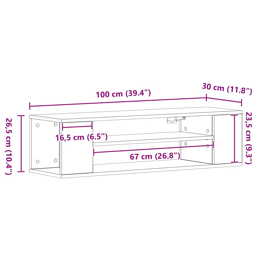TV-kast artisian oak 100 x 30 x 26,5 cm Bewerkt hout is nu te koop bij PeponiXL, paradijselijk wonen!