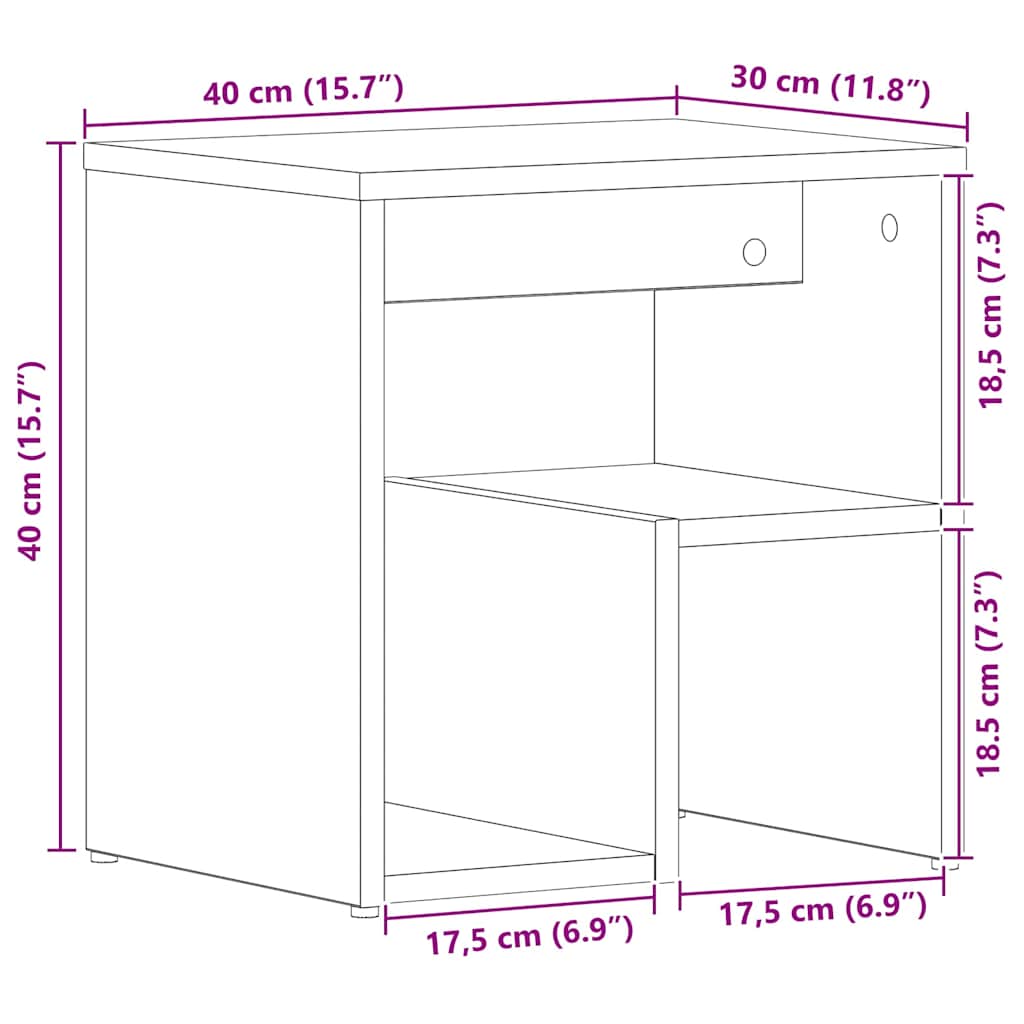 Nachtkastje 2 pcs Zwart Eiken 40 x 30 x 40 cm Bewerkt hout is nu te koop bij PeponiXL, paradijselijk wonen!