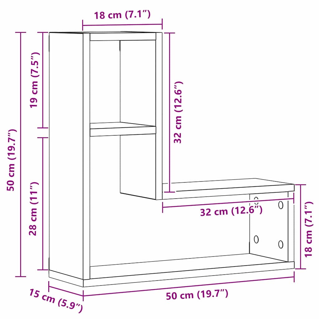 Wandplank 2 pcs Zwart Eiken 50 x 15 x 85 cm Bewerkt hout is nu te koop bij PeponiXL, paradijselijk wonen!