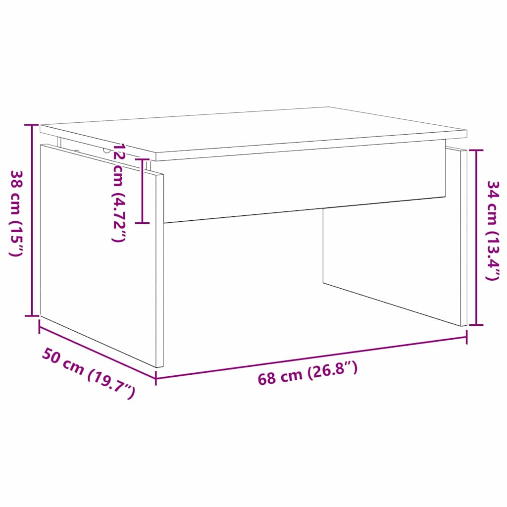 Salontafel Zwart Eiken 68 x 50 x 38 cm Bewerkt hout is nu te koop bij PeponiXL, paradijselijk wonen!