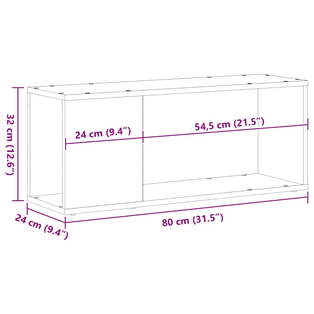 Tv-meubelset Zwart Eiken 80 x 24 x 32 cm Bewerkt hout is nu te koop bij PeponiXL, paradijselijk wonen!