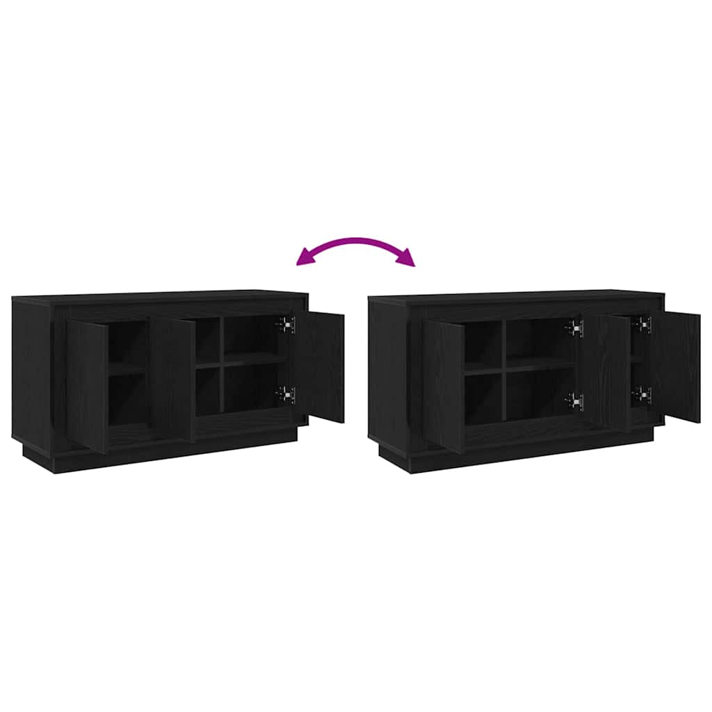 Dressoir Zwart Eiken 102 x 35 x 55 cm Bewerkt hout is nu te koop bij PeponiXL, paradijselijk wonen!