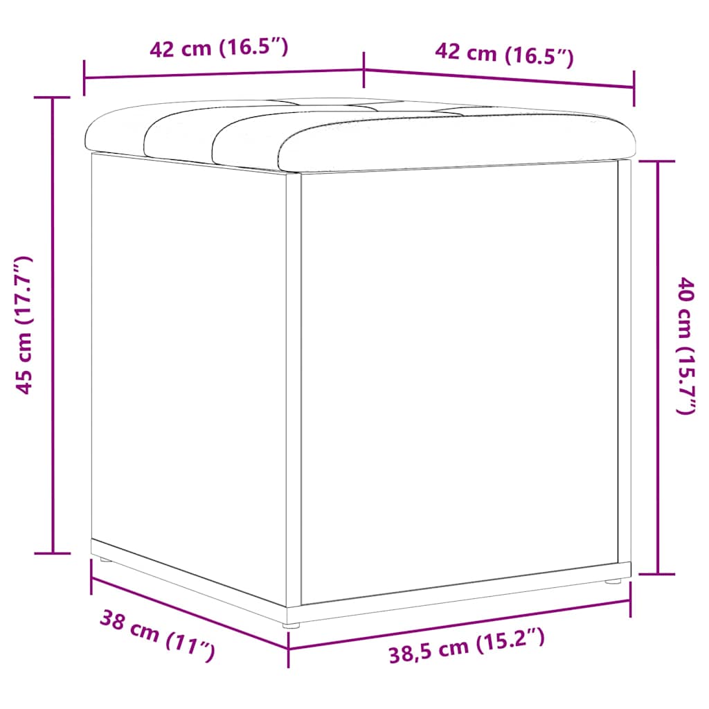 Opslagbank met opslag Zwart Eiken 42 x 42 x 45 cm Bewerkt hout is nu te koop bij PeponiXL, paradijselijk wonen!