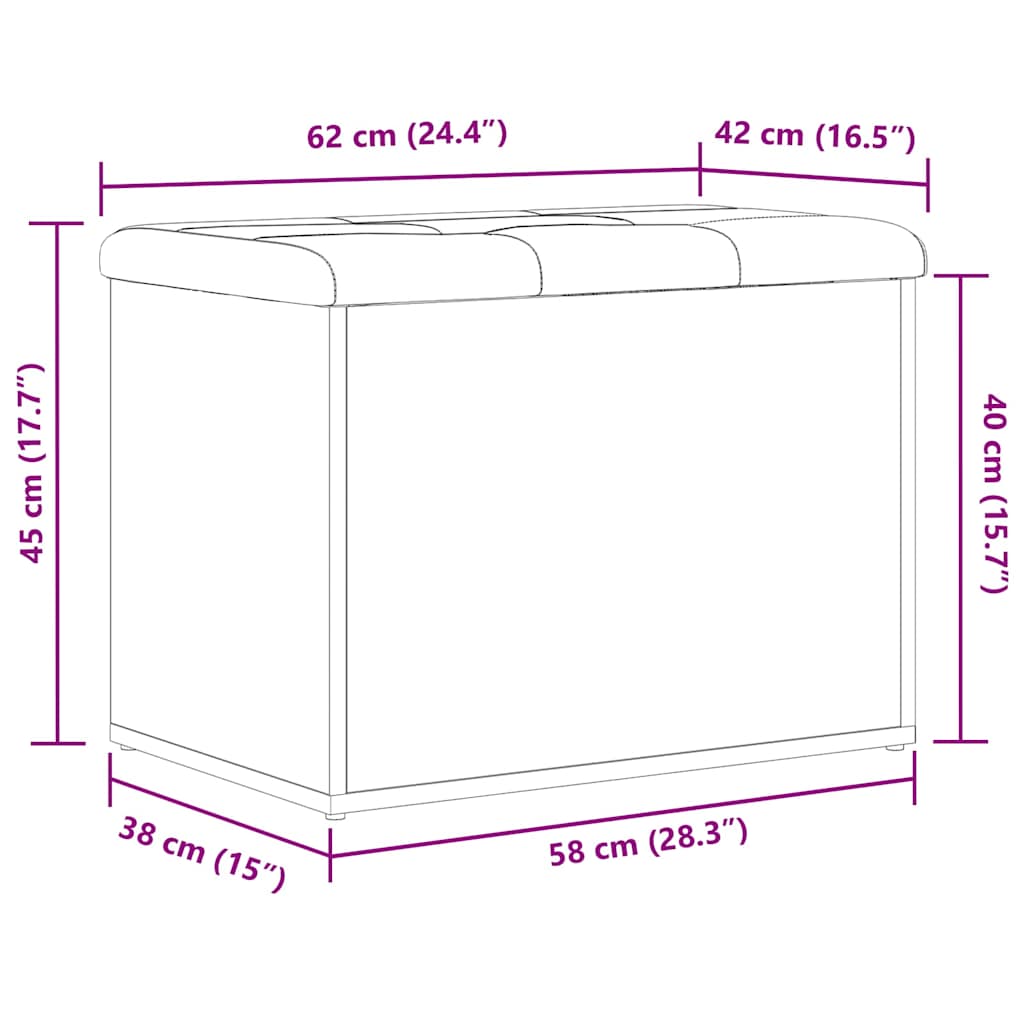 Opslagbank met opslag Zwart eiken 62 x 42 x 45 cm Bewerkt hout is nu te koop bij PeponiXL, paradijselijk wonen!