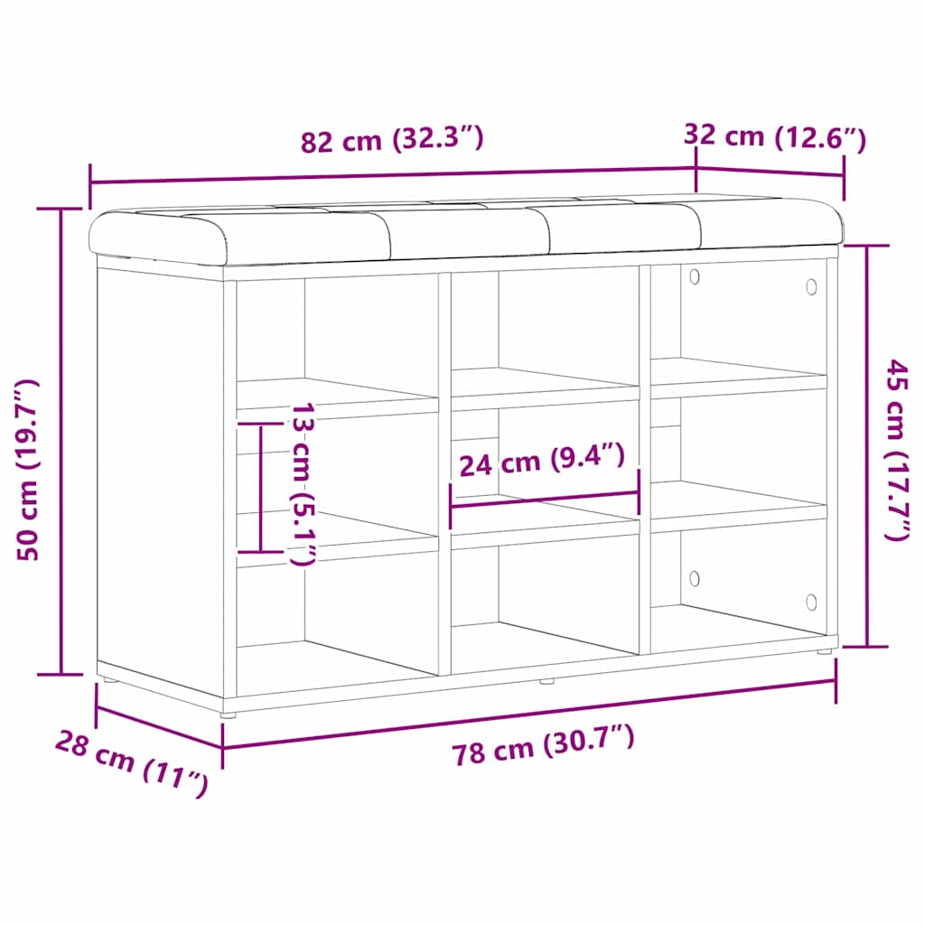 Schoenenbank met plank Zwart 80 x 30 x 48 cm Bewerkt hout is nu te koop bij PeponiXL, paradijselijk wonen!