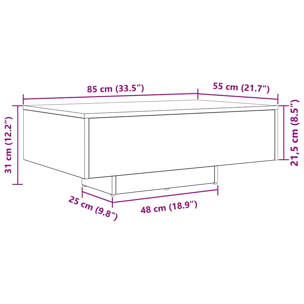 Salontafel Oudhout 85 x 55 x 31 cm Bewerkt hout is nu te koop bij PeponiXL, paradijselijk wonen!