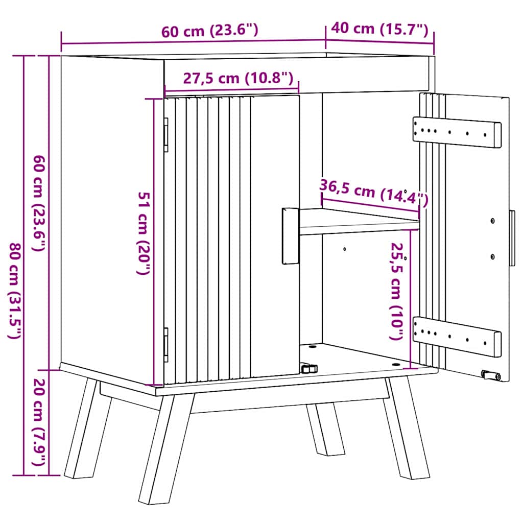 Basis Kast Olden Bruin 60 x 40 x 80 cm Massief grenenhout is nu te koop bij PeponiXL, paradijselijk wonen!