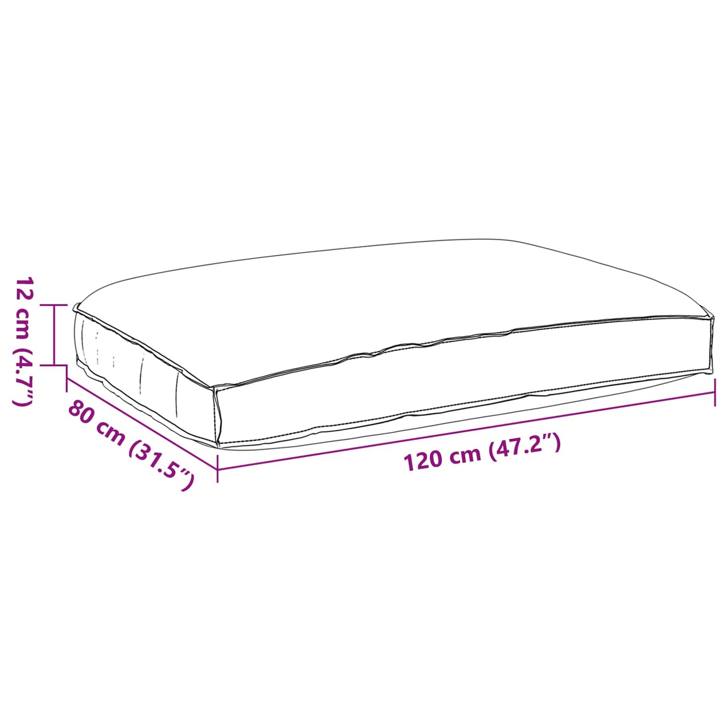 Kussen Zwart 120 x 80 x 12 cm Oxford Stof is nu te koop bij PeponiXL, paradijselijk wonen!