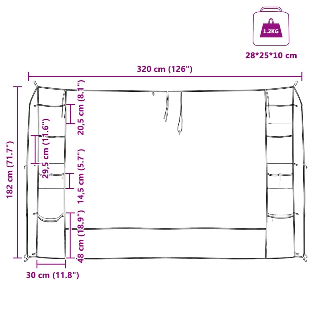 Hangende Tentorganiser Grijs en Blauw 320 x 182 cm oxford is nu te koop bij PeponiXL, paradijselijk wonen!