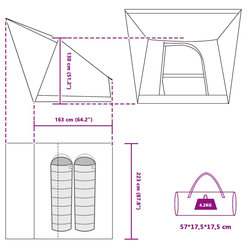 Camping Tent met dak met opslag Groen 223 x 163 x 130 cm taft is nu te koop bij PeponiXL, paradijselijk wonen!