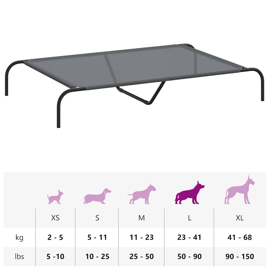 Hondenmand verhoogd 130x80x20 cm textiel en staal grijs