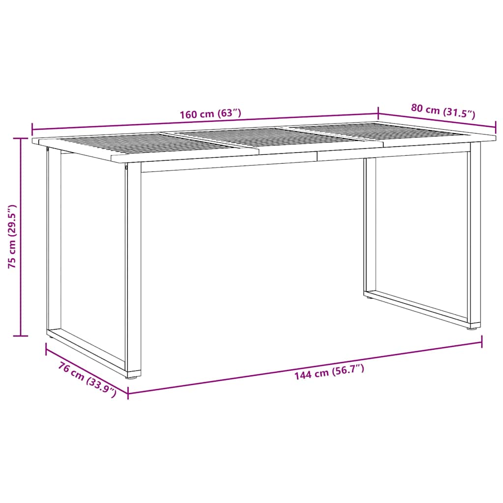 Tuinstafel Grijs 160 x 80 x 75 cm Massief Acaciahout is nu te koop bij PeponiXL, paradijselijk wonen!