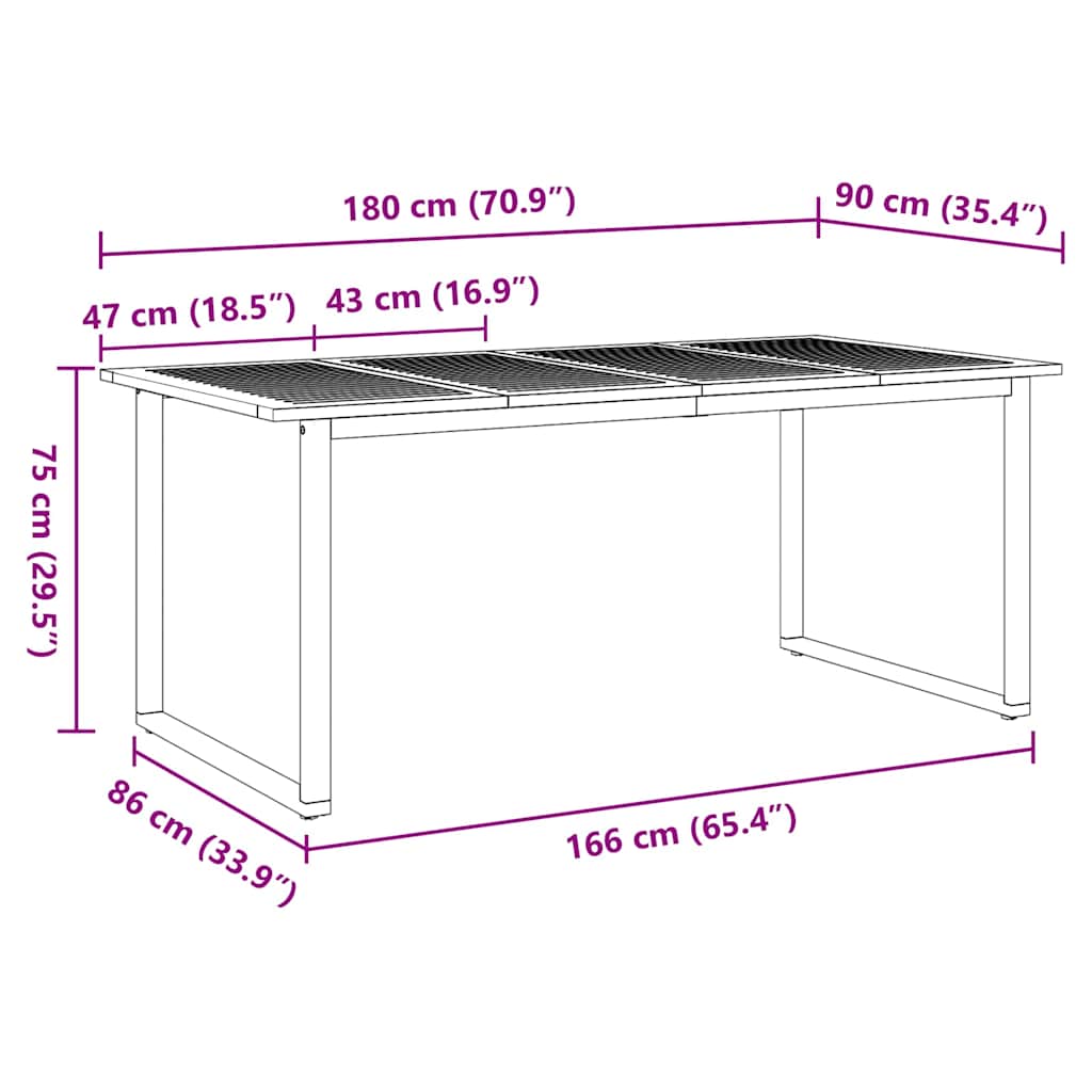 Tuinstafel Grijs 180 x 90 x 75 cm Massief Acaciahout is nu te koop bij PeponiXL, paradijselijk wonen!