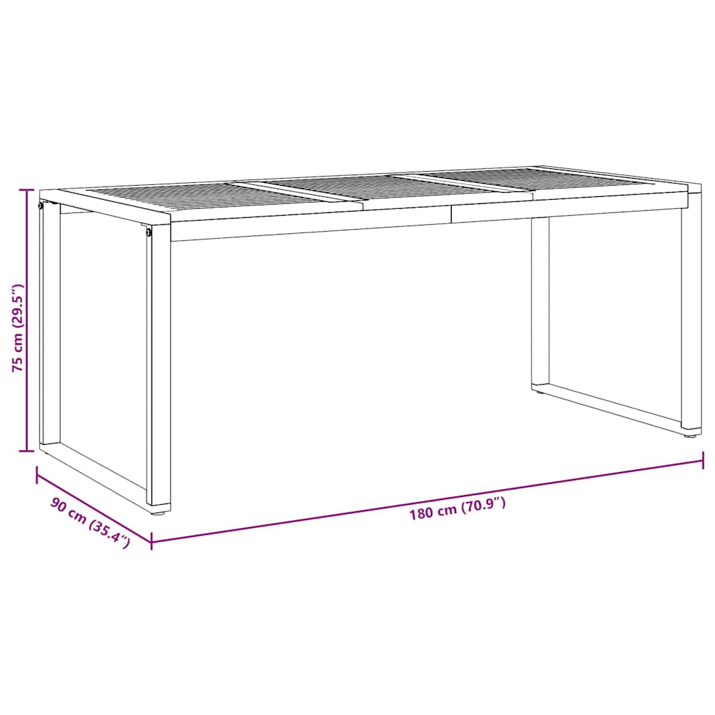 Tuinstafel Grijs 180 x 90 x 75 cm Massief Acaciahout is nu te koop bij PeponiXL, paradijselijk wonen!