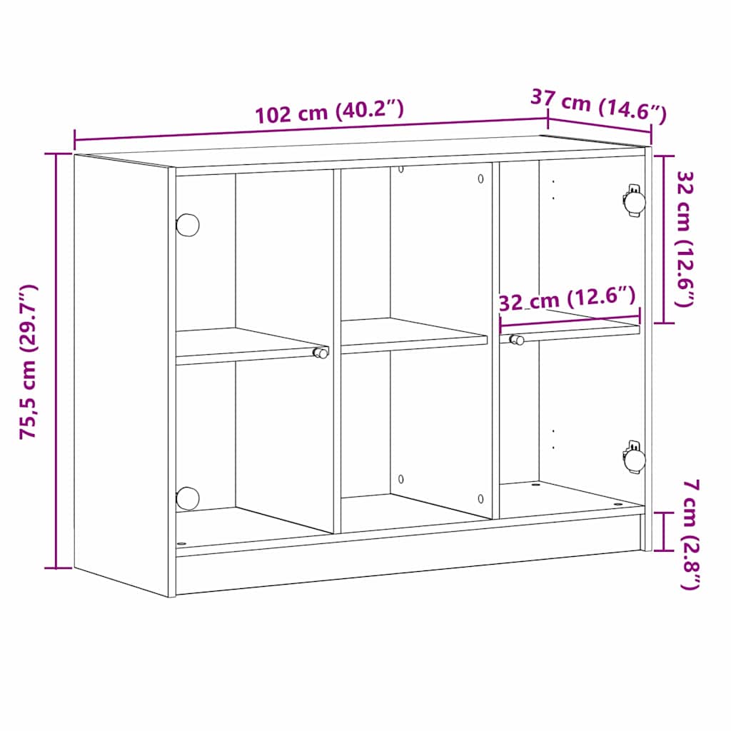 Dressoir Zwart Eiken 100 x 37 x 75.5 cm is nu te koop bij PeponiXL, paradijselijk wonen!