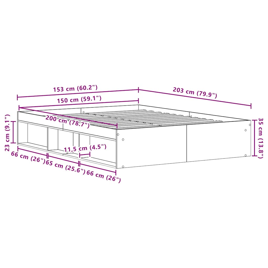 Bedframe zonder matras 150x200 cm bewerkt hout oud hout is nu te koop bij PeponiXL, paradijselijk wonen!