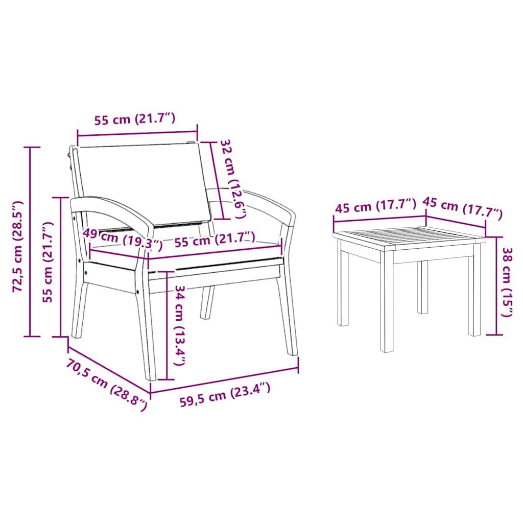 Bistroset met kussen 3 pcs Bruin Polyester is nu te koop bij PeponiXL, paradijselijk wonen!